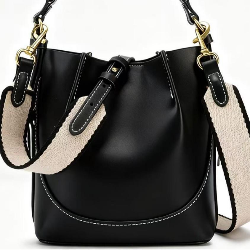 

Fashion New Women s Bag Brown Korean Style Drawstring Portable Crossbody Wide Drawstring Bucket Bag 20.3*12.3*21CM чёрный