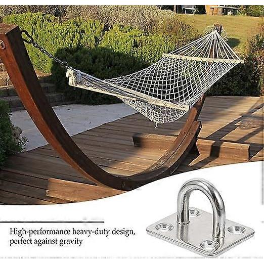 6pcs Wall Mount Hook Anchor Stainless Steel Staple Ring Hook Square Anchor Staple Anchor Pad Eye Hook Marine Hardware Staple Silver