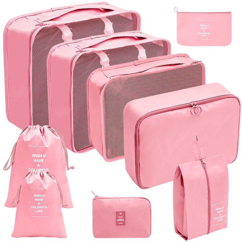 Travel Storage Set: Foldable Toiletry, Makeup, Clothes, Shoes, Digital Accessories, and Drawstring Luggage Bags.