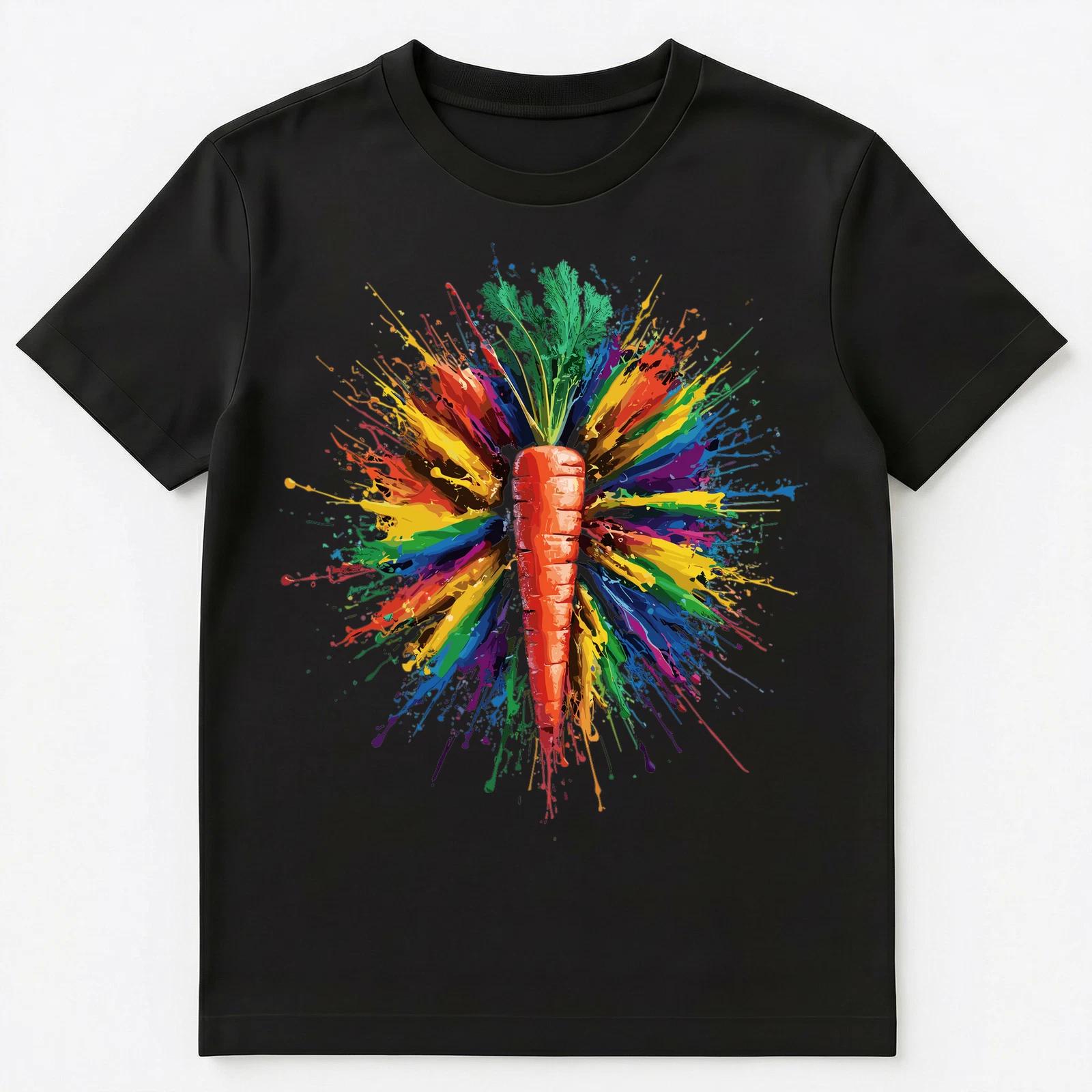 Colorful Paint Splash Carrot Art Graphic Unisex T-Shirt S