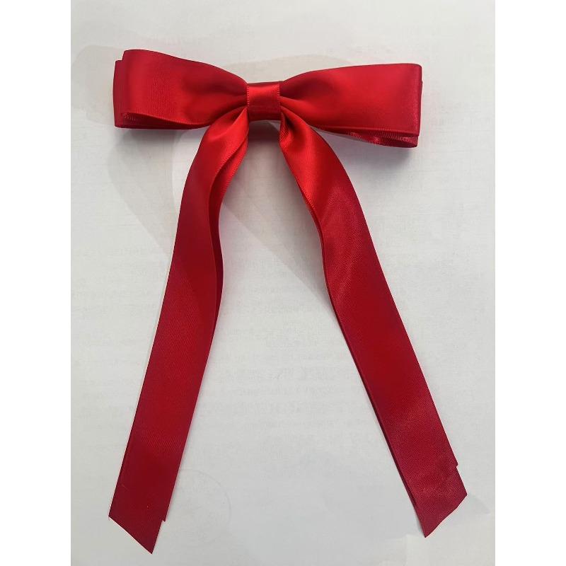 

Women s Double-layer Bow Tie Ribbon Fringed Ponytail Hairpin with Long Woven Hairband and Beak-shaped Headband Accessory червоний