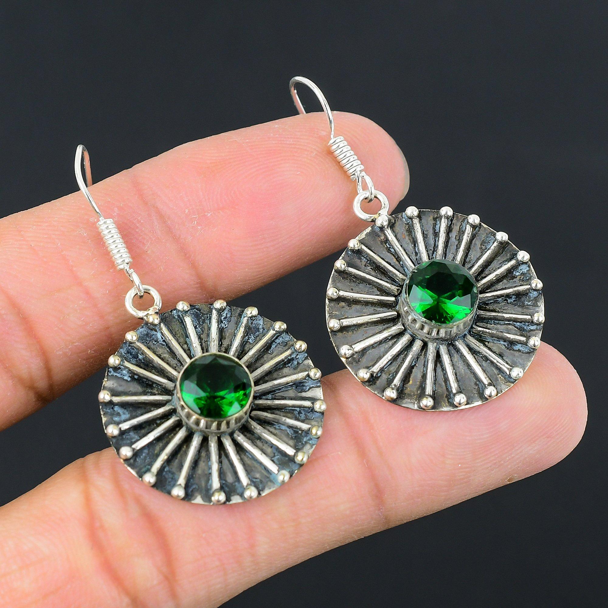 

Chrome Diopside Gemstone 925 Sterling Silver Wife Dangle Drop Earrings Jewelry