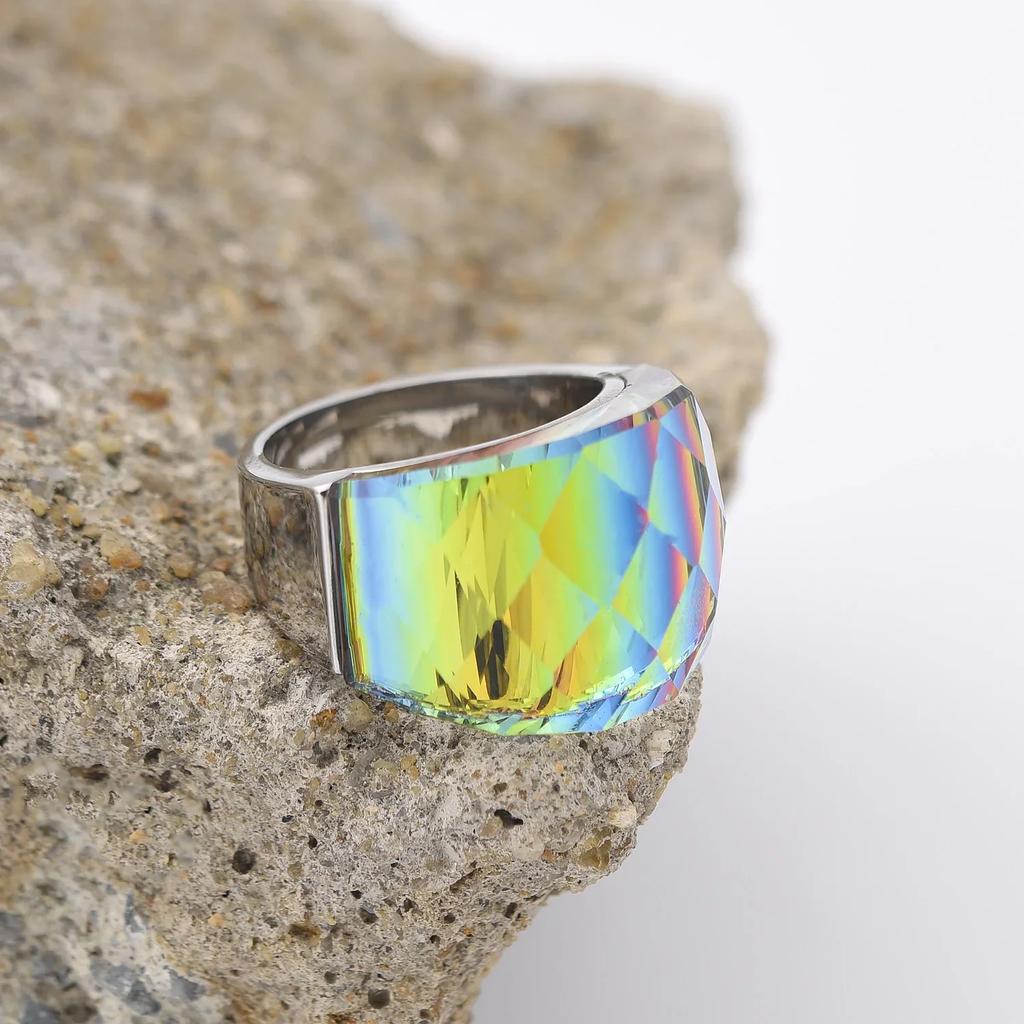 Men's/Women High Quality Luxury Stainless Steel Multi-Gemstone Style Ring Classic Trend Jewelry