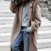 2022 Women's Plus Size Woolen Overcoat - Stylish European & American Solid Color Design