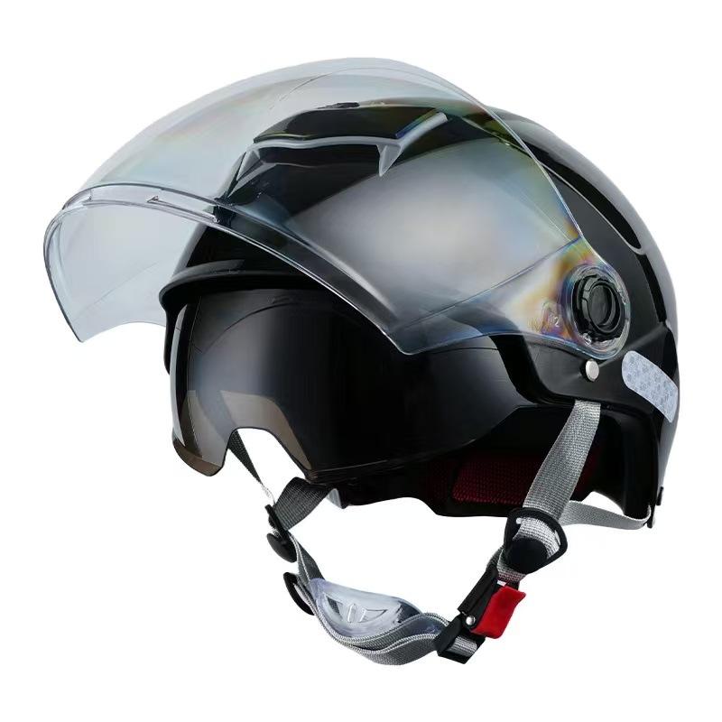Sunscreen Electric Vehicle Men and Women Double Mirror Helmet Four Seasons Universal Battery Motorcycle Hat
