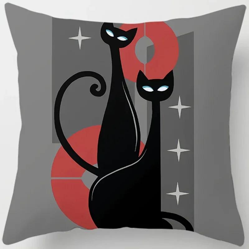 Cartoon Cat Throw Pillow Cover With Short Plush Print For Living Room Sofa Decoration Cushion Cover Pillow Covers Decorative