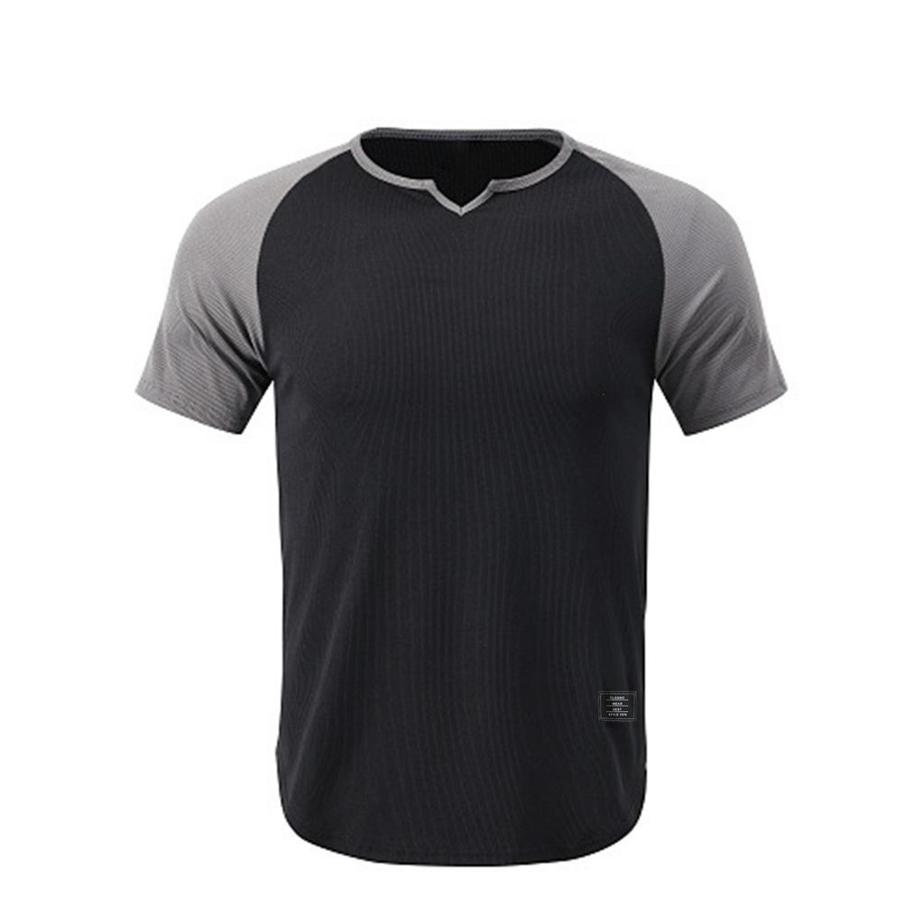 T-shirt da uomo leggera a maniche corte con scollo a V, vestibilità muscolare, traspirante, per palestra, allenamento, vestibilità slim, maglietta estiva