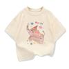 2026 New Arrival Girls Loose Cotton T-Shirt Cute Elephant Print Short Sleeve Crew Neck Tops For Kids Summer Casual Wear
