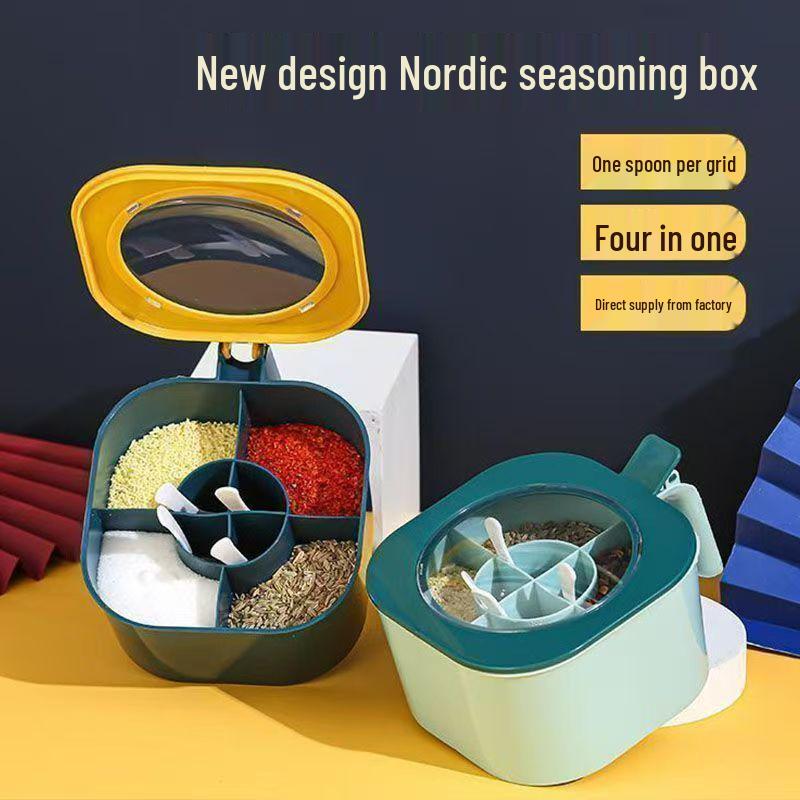 

Набор из четырех влагозащищенных контейнеров для приправ 2024 года: Солонка, сахарница и перечница для кухни