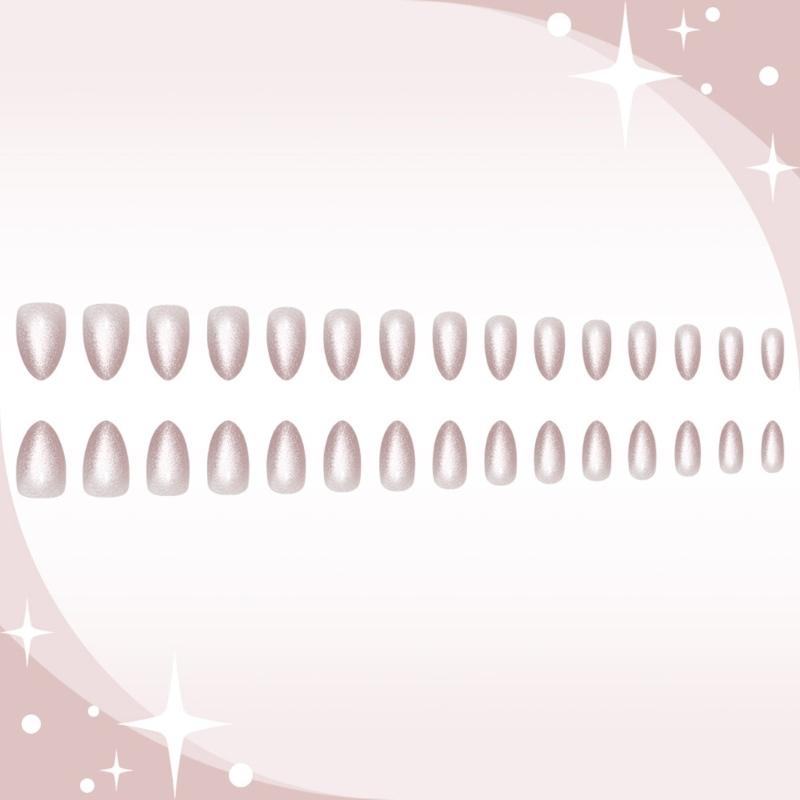 Medium Almond Press On Nail 30 Pieces Set Cats Eye Design in Autumn Stick on Nail Acrylic False Nail Manicures Ornament