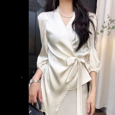 Dámská jednobarevná košile s dlouhým rukávem, šněrováním, páskem v pase, elegantní top pro dojíždění, dámská halenka