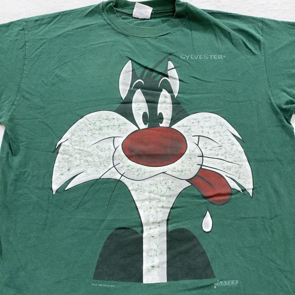 Vintage 90s SYLVESTER CAT LOONEY TUNES T-Shirt LARGE Soft Cartoon