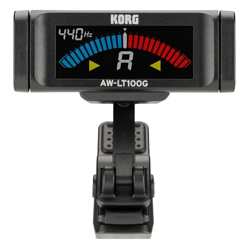 KORG AW-LT100G Guitar Clip Tuner with 100 Hours Continuous Battery Life, ±0.1 Cent Accuracy, Color Display, Strobe Tuning, 1 AAA Battery, Lightweight