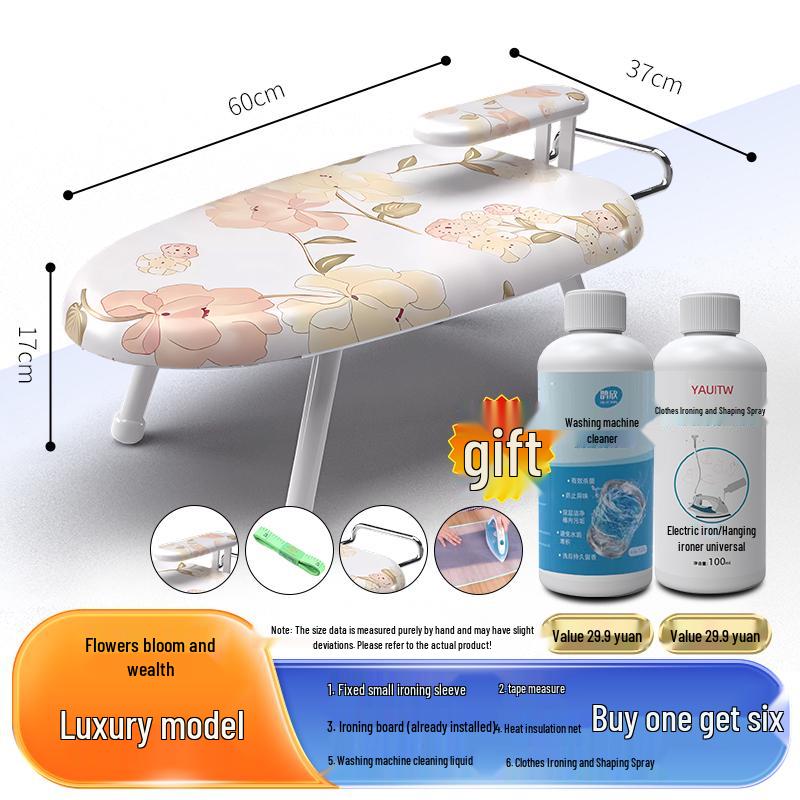 Folding Mini Ironing Board with Ironing Pad and Clothes Rack