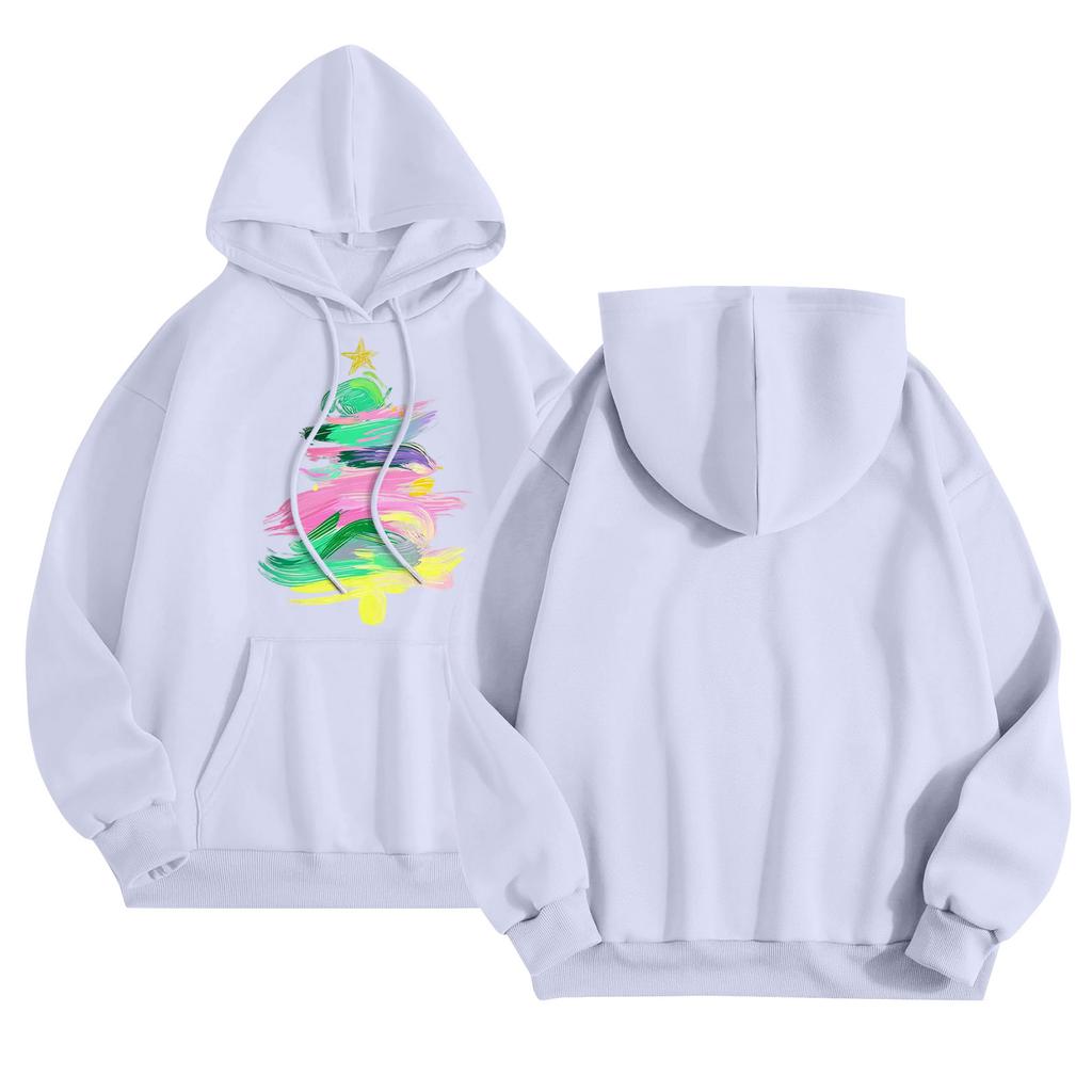 Women's Round Neck Long Sleeve Casual Printed Top Hooded Sweatshirt