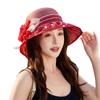 New hat women's summer beads fashionable versatile retro elegant flower temperament sunshade sunscreen cool hat top hat