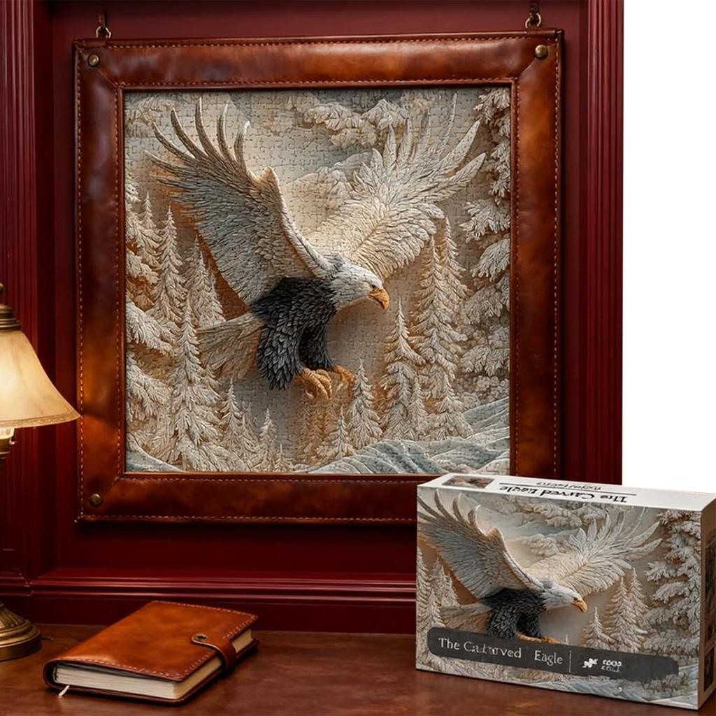 1000 Piece The Carved Eagle Jigsaw Puzzle Eagle Wildlife Art Design Puzzles Game for Family Activity Home Wall Decor