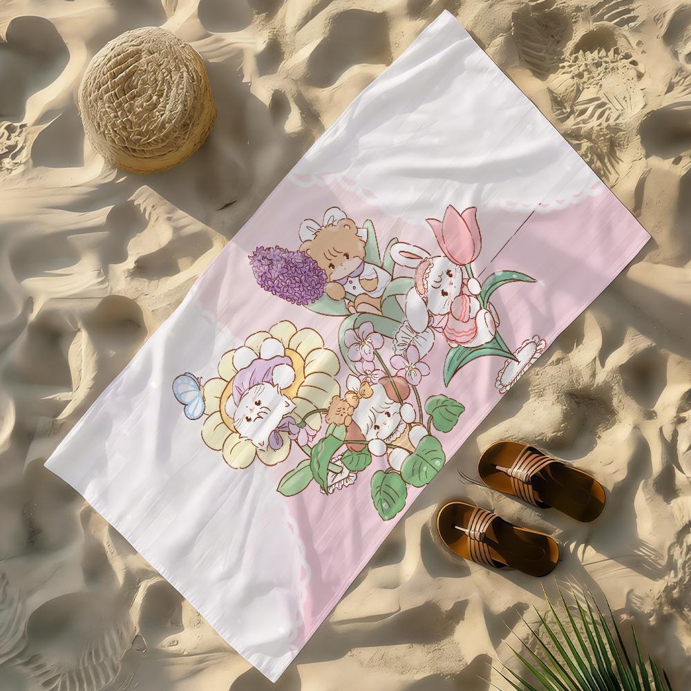 Cartoon M-Mikko Kawaii I-illustrations Towel Soft Lightweight Anti-Sand Large Beach Towel Quick-Drying Bath Sports Family