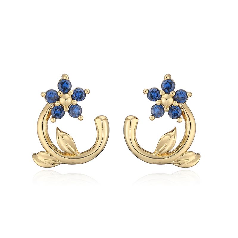 HECHENG,Minimalist French Floral Rhinestone Stud Earrings/Ring/Necklace Copper Metal C-Shaped Zircon (1 Piece) Other