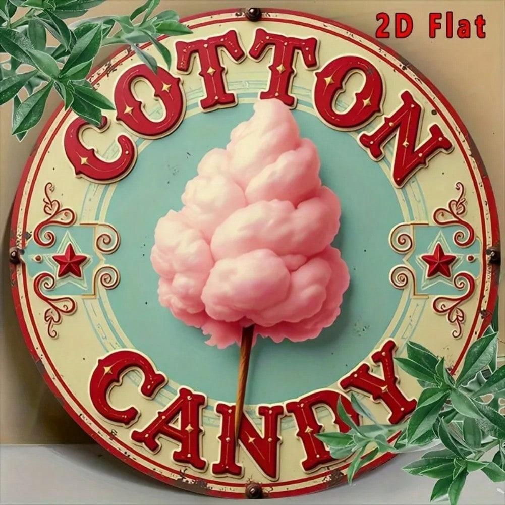 Винтажная круглая алюминиевая жестяная табличка с рисунком 7,8 дюйма Розовое пушистое кафе Декор Подарок 20x20 разноцветный