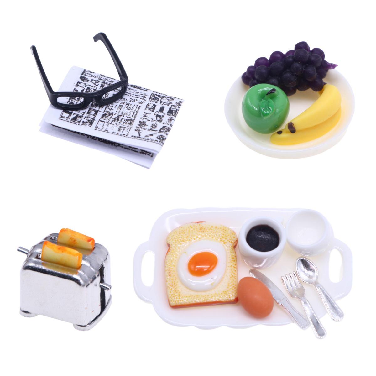 Miniature Dollhouse Bread Maker & Breakfast Set - Blythe Accessories & Props