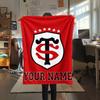 1PC Stade Toulouse Crest Custom Name Patterned Flannel Blanket Suitable For All Seasons For Home Decor Warmth And Comfort Gifts Holiday Present