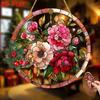 2D Flat, 2D Plane - [2D Plane] 8-inch Flat 2D Pendant, Featuring a Romantic Pop Art Garden Suncatcher with a Floral Mosaic Design, Perfect for Valenti