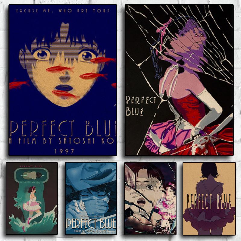 Affiche de dessin animé bleu parfait, impression d'image de dessin animé japonais, Vintage, chambre familiale, Bar, café, décoration murale d'art esthétique