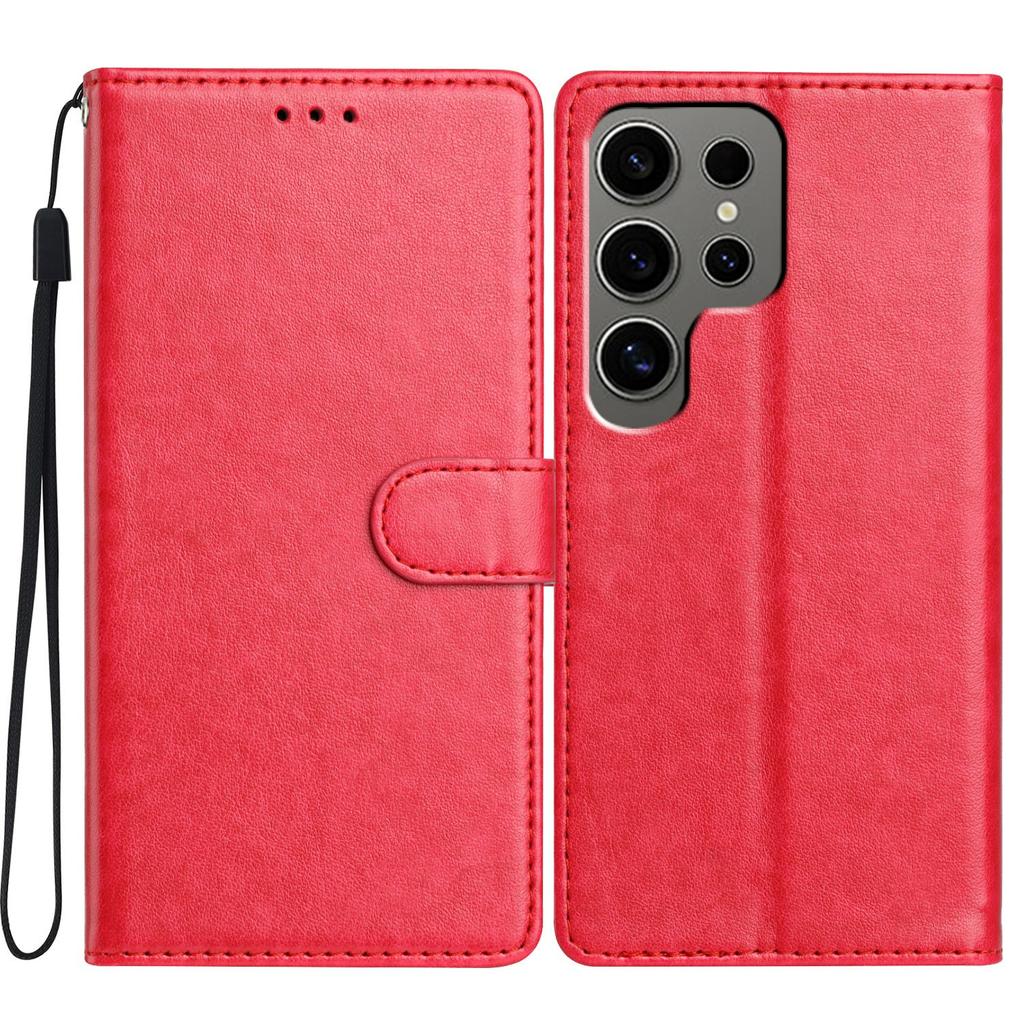 For Samsung Galaxy S24 Ultra Leather Phone Case Wallet Stand Cover with Handy Strap