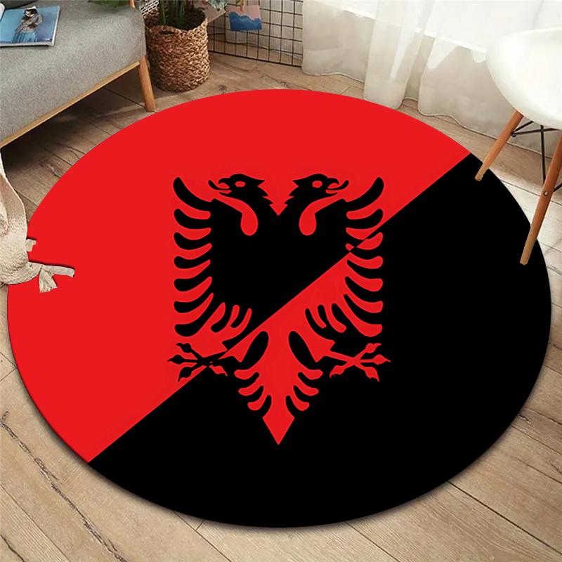 

Republic of Albania Round Area Rug,Carpet Rug for Living Room Bedroom Sofa Playroom Decor,Non-slip Floor Mat 80cmx80cm
