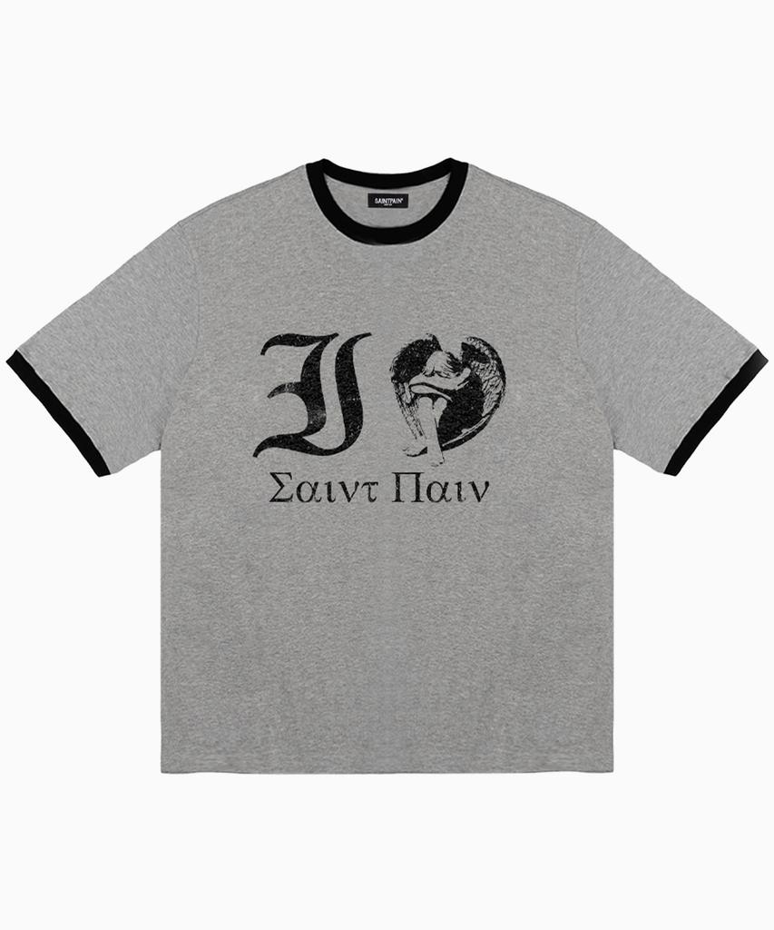 SAINTPAIN Sp I Love Saint Heavyweight Ringer T-Shirt Melange Grey