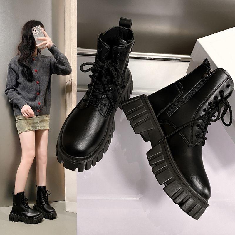 British Style Thick-soled Martin Boots 's Thin Locomotive Short Boots Martin Boots  Wear Foreign Style European and American Style