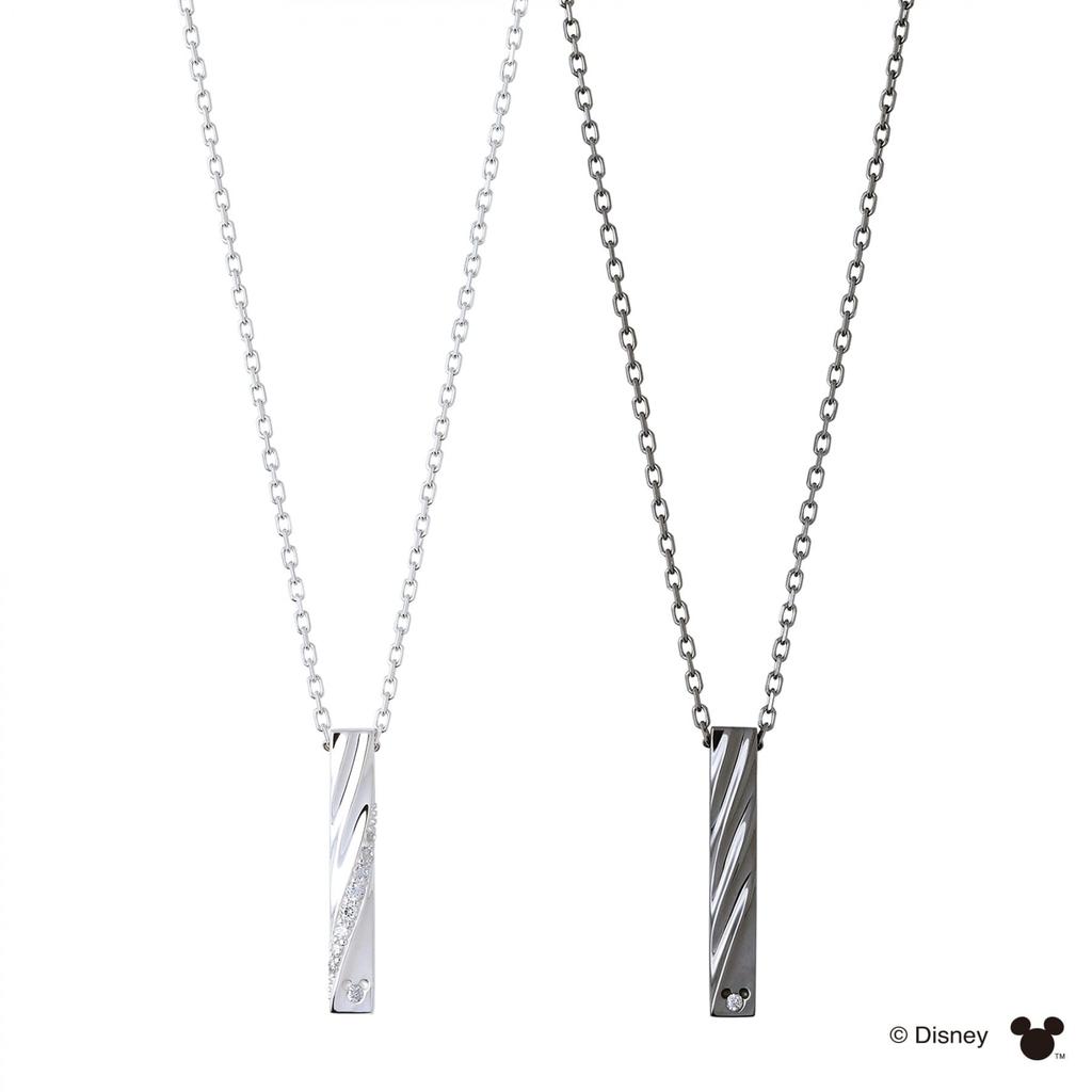 THE KISS Hidden Mickey Diamond Silver Pair Necklace with Simple Wrapping [The Kiss] DI-SN516DM-515DM [Disney Collection]