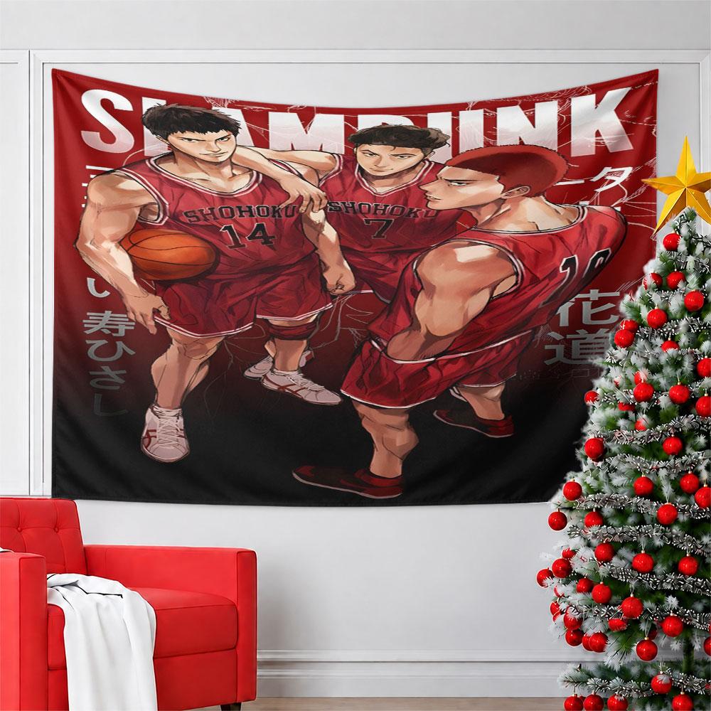 "Basketball Team in Red Uniforms Art" Pattern Wall Hanging Tapestry Decorative Tapestry Home Decor for Bedroom and Living Room