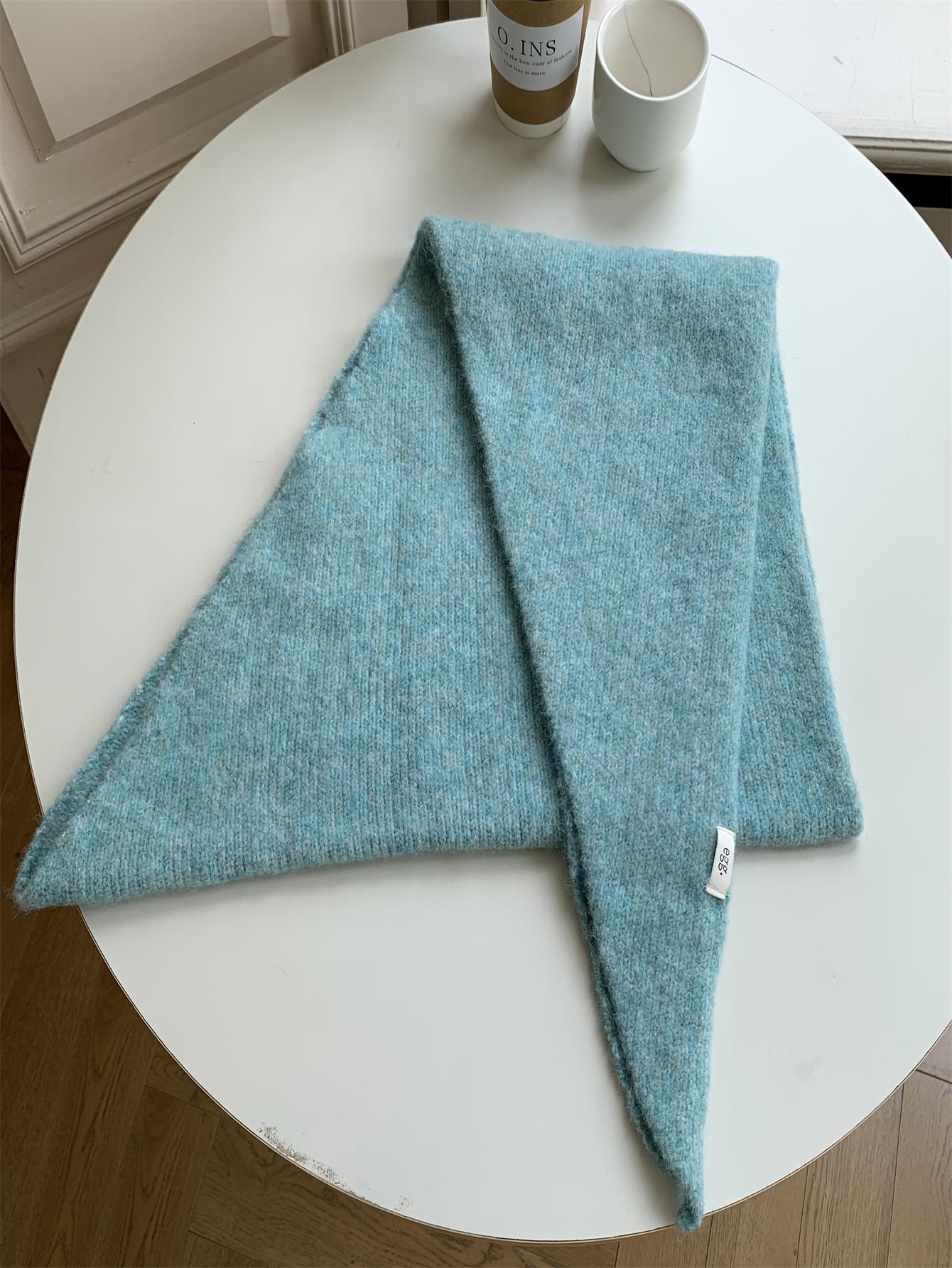 

1Pcs Women s Elegant Wool Shawl Collar Scarf - Soft Winter Wrap, Turquoise Blue & Black, Windproof Warm Coat Accessory, Versatil зелений