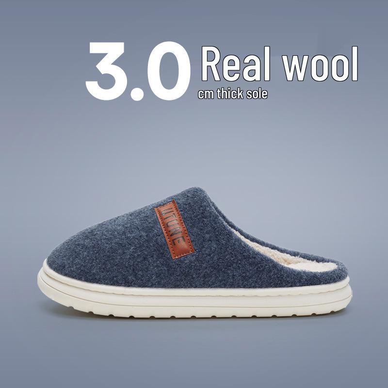 Youdiao Wool Autumn/Winter Plush Non-Slip Slippers for Men & Women - Warm Indoor Shoes for Middle-Aged & Elderly.