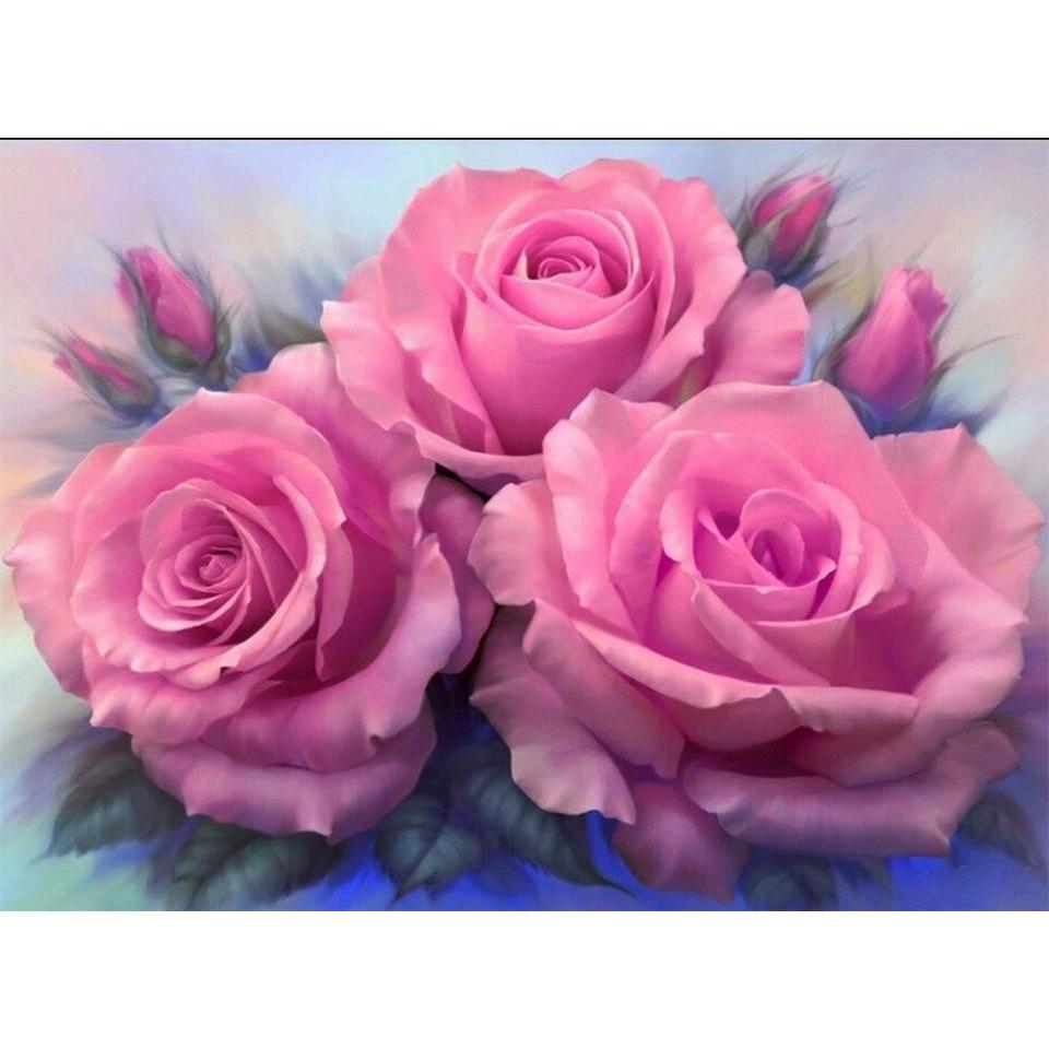 5D DIY Diamond Painting Flower Vase Rhinestone Rose Full Round Diamond Embroidery Cross Stitch Kit Mosaic Art Picture Gift