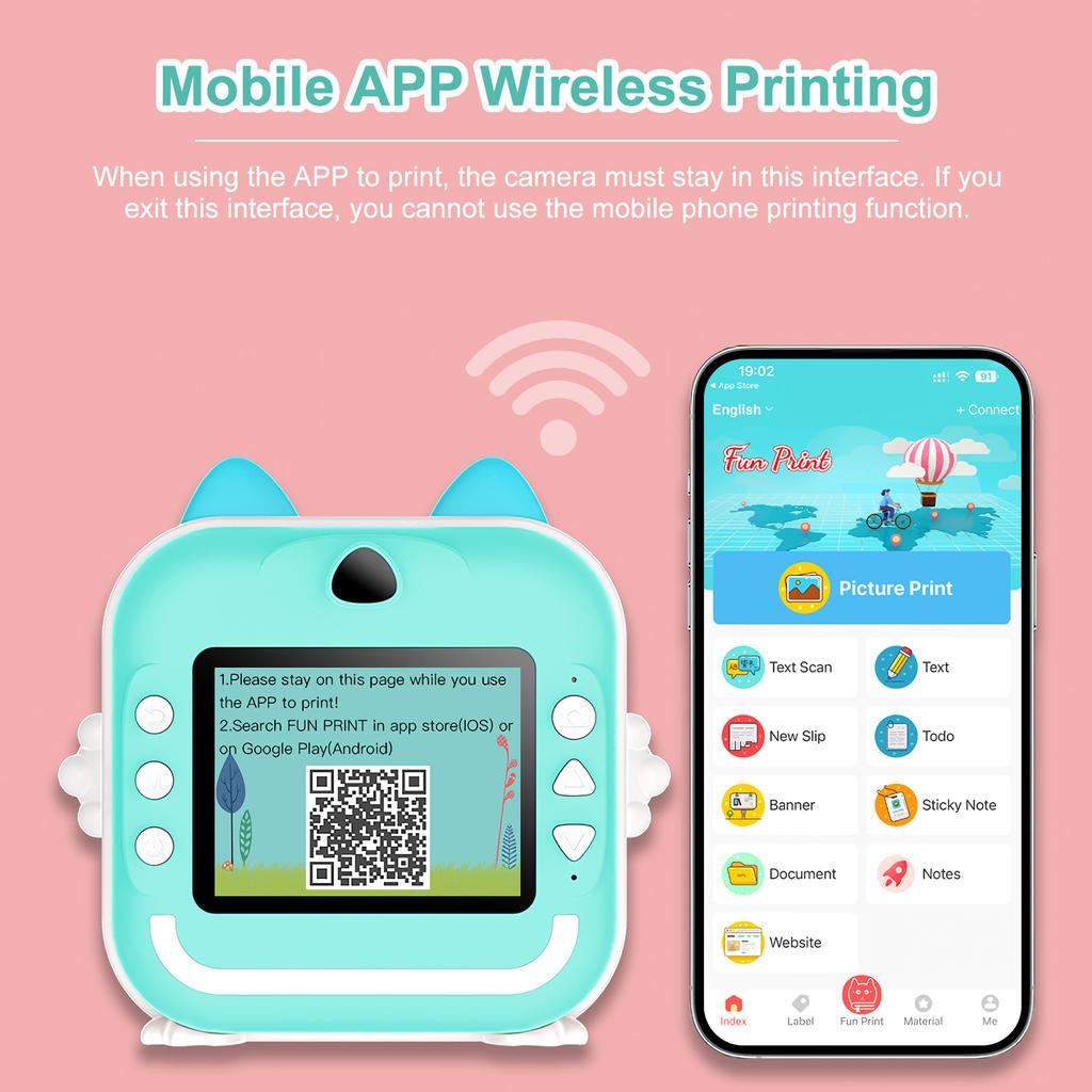 MISIRUN Kids Camera Instant Print Boys Girls Gift Children Digital Video Camera Photo Thermal Printing 32G Card Educational Toys
