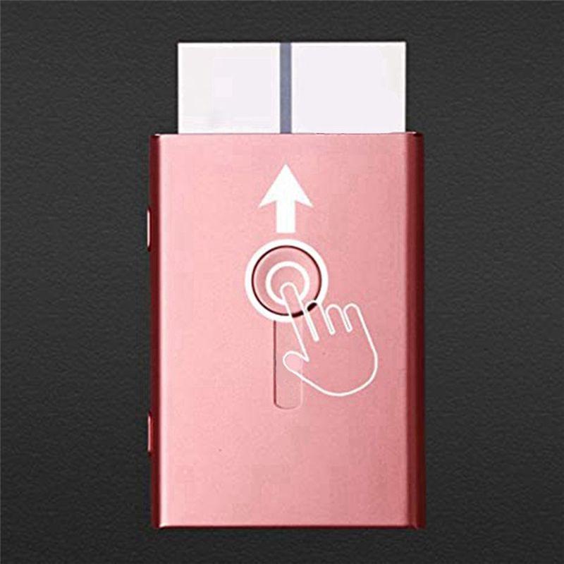 BHBL Metal Business Card Holder Protective Sleeve Thumb Slider Push Open Suitable for ID Card Male and Female Design