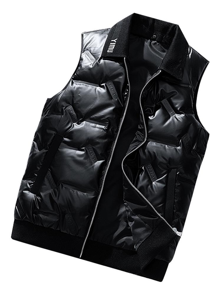 Men's Winter Shiny Padded Vest with Detachable Lapel 0909