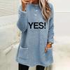 Women's Letter Print Round Neck Loose Long Sleeve Pocket Plush Hoodie - Autumn/Winter Collection