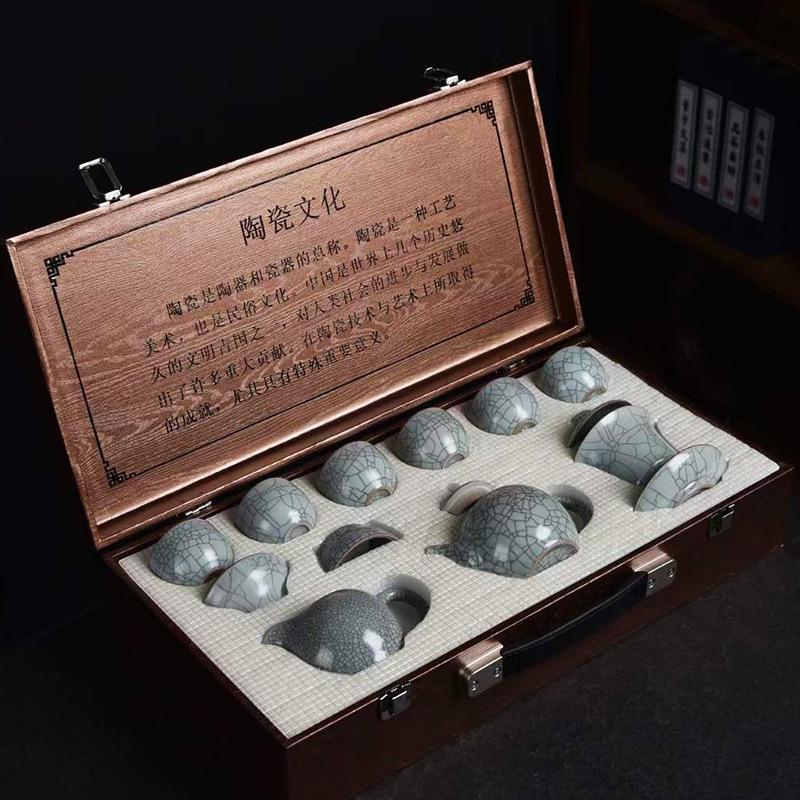 Kung Fu Tea Set, High-End Business Gifts, A Complete Set Of Company Annual Meeting Gifts For Drinking Tea In Ge Kiln Office