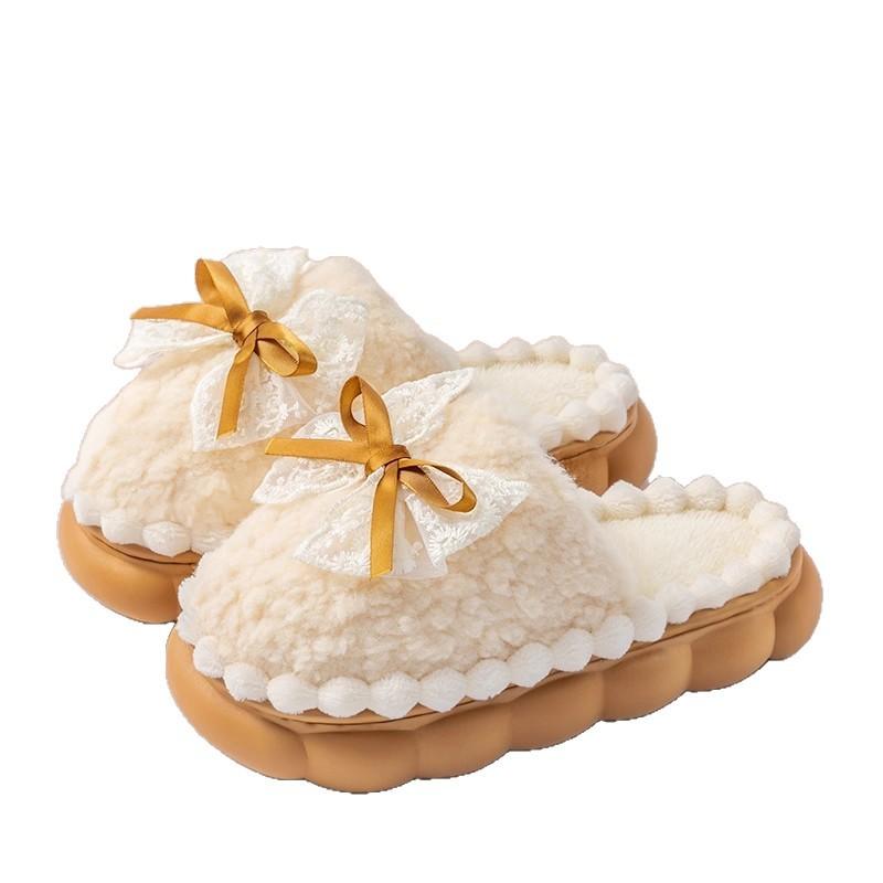 Step on shit cotton slippers 2025 new autumn and winter home indoor thick-bottomed plush warm wool slippers