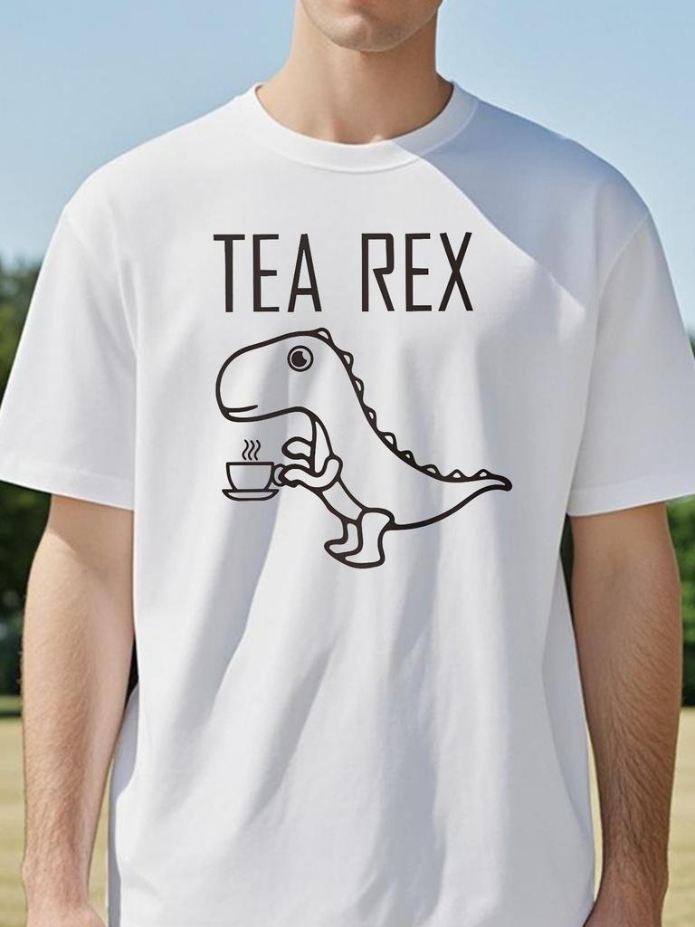 Tearex Dinosaur Printed Tshirt Fun Quirky Style Soft Breathable Round Neck Short Sleeve Tee Unisex Summer Casual Clothing Tee