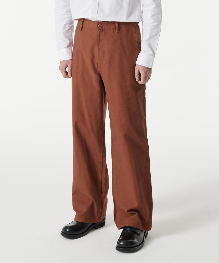 MUSINSA STANDARD Back Satin Wide Officer Pants [Brick Red]