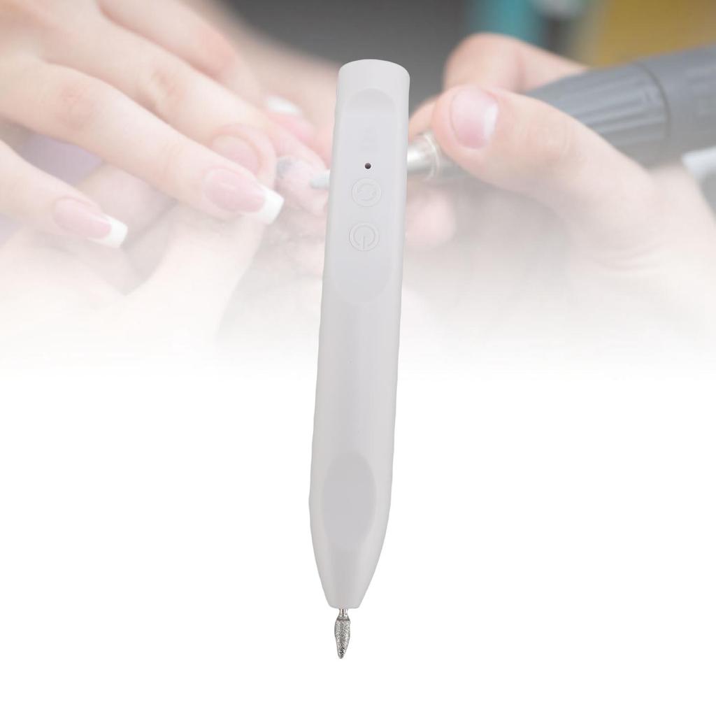 Electric Nail Drill Rechargeable 12000RPM Quiet Nail Drill Machine Brushless Motor 3 Speed Adjustable Forward Reverse Direction White