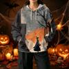 Ladies fashion casual Halloween printed drawstring hooded sweater with pockets