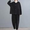 Herbst- und Winterverdickter Übergrößenanzug Damen Koreanische Version der lockeren Strickjackenjacke Zweiteiliger Anzug Damen