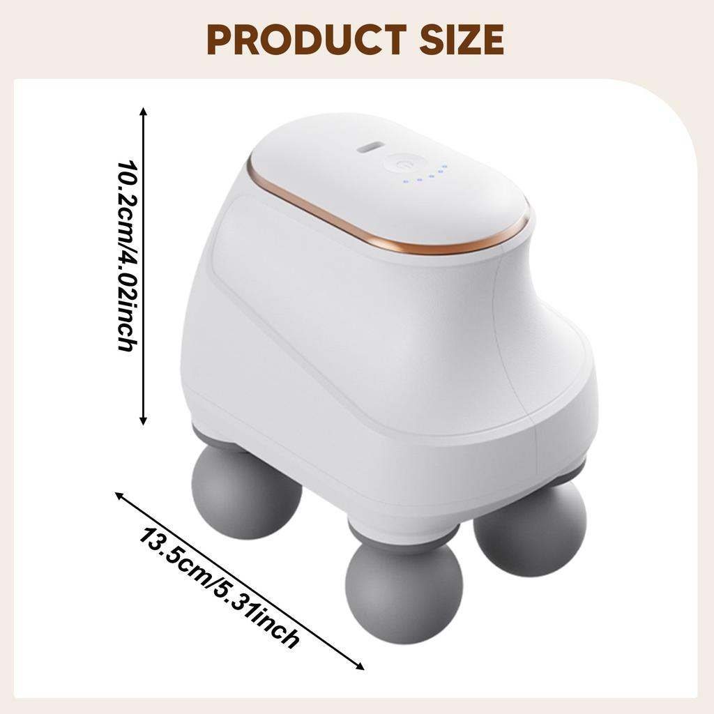 Electric Massager 4-Head Deep Muscle Relaxation Tissue 5 Adjustable Levels Rechargeable Vibration Device for Neck Back Shoulder