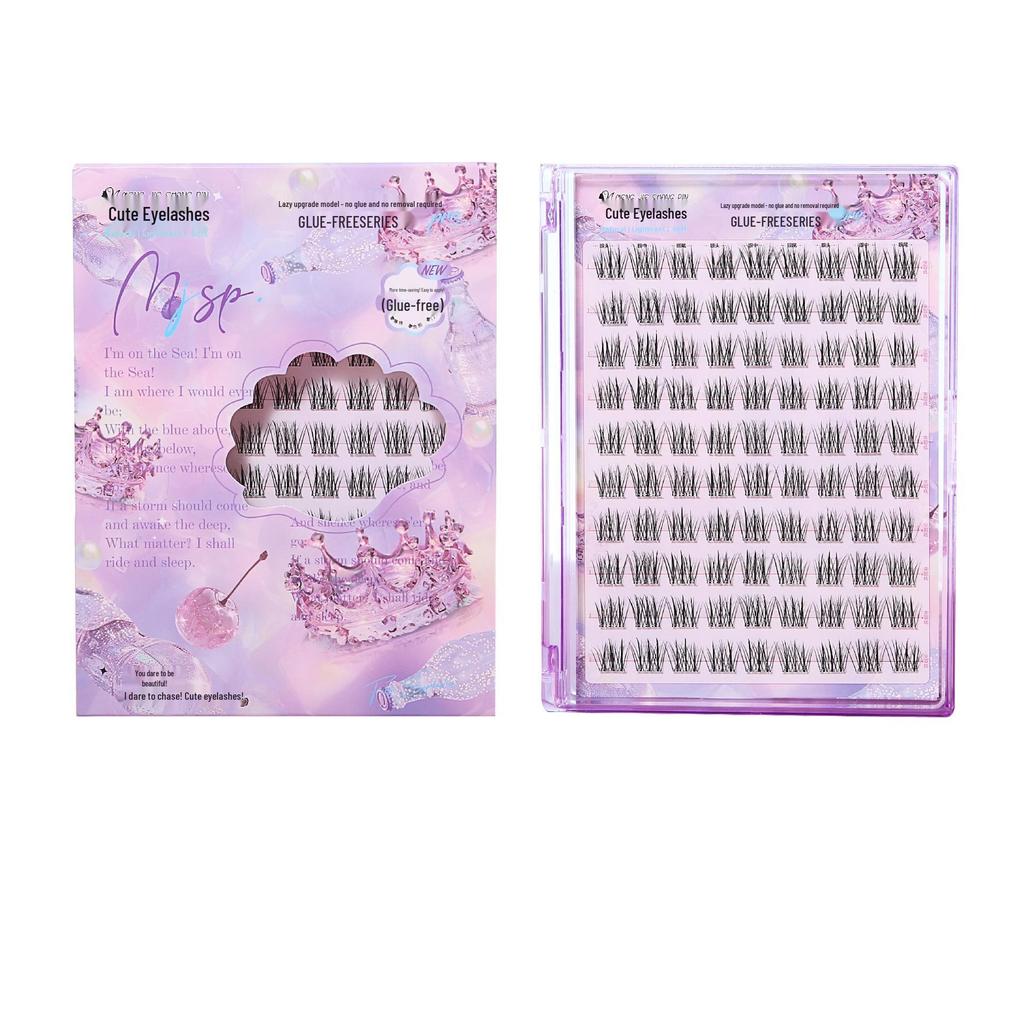 Mengjie Shangpin Glue-Free Natural False Eyelashes - Self-Adhesive, Beginner-Friendly, Photogenic Clumps, Large Capacity.